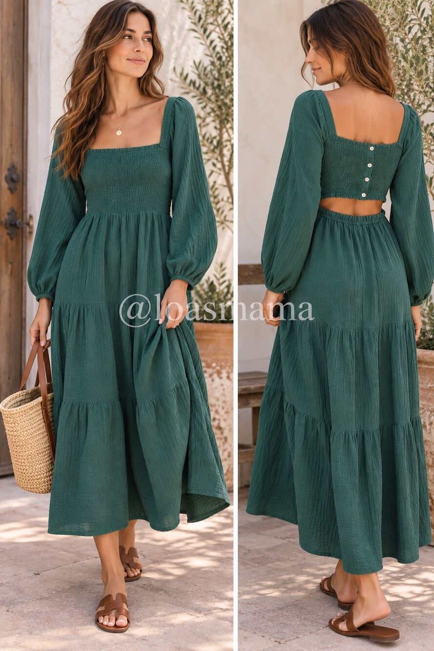 BeachLunchLounge 100% Cotton Gauze Maxi Dress Size L | Boho Coastal Vacation For